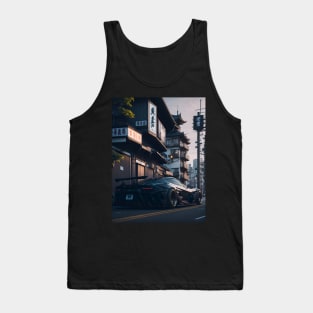 Dark Sports Car in Japanese City Tank Top